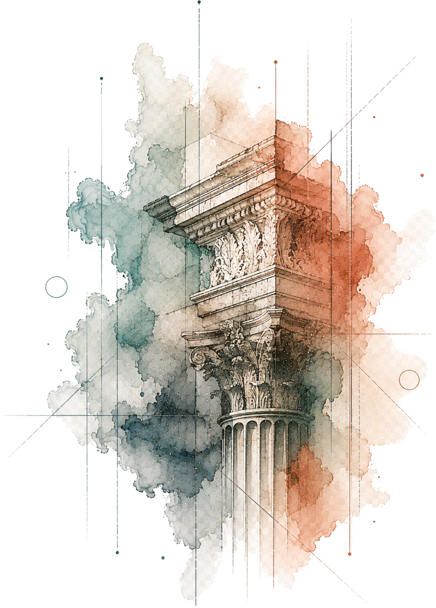 Illustration of classical column and capital detailing